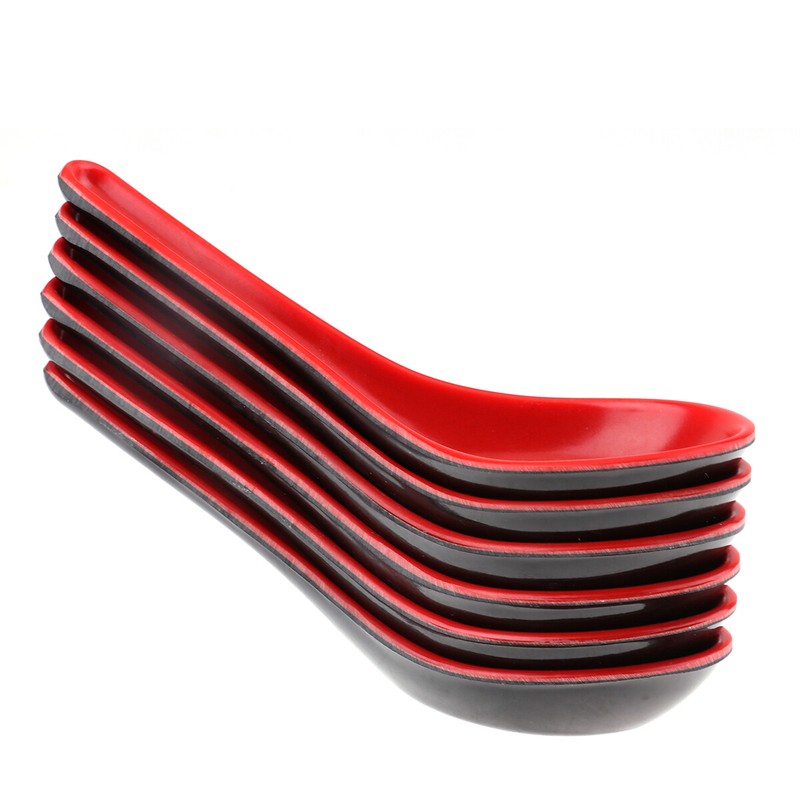 6pcs Soup Spoon, Cutlery Flatware Ramen Noodle Soup Spoons with Long