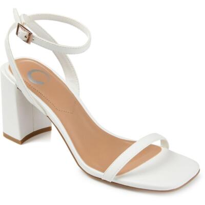 Journee Collection Womens White Block Heel Shoes 10 Medium (B,M) BHFO 9209