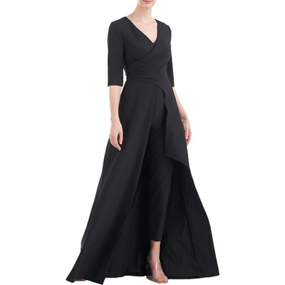 Женский черный деловой комбинезон с искусственным запахом Kay Unger New York, 4 BHFO 3031