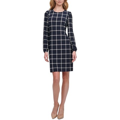 

Женское темно-синее клетчатое мини-платье Tommy Hilfiger Petites  BHFO 3293, Sky captain/ecru