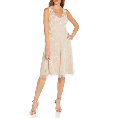 

Adrianna Papell Womens Beige Mesh Maxi Dress  BHFO 5075, Ivory nude