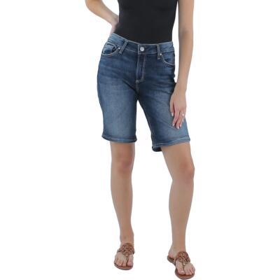 Silver Jeans Co. Женские джинсовые шорты-бермуды с манжетами средней посадки BHFO 2400
