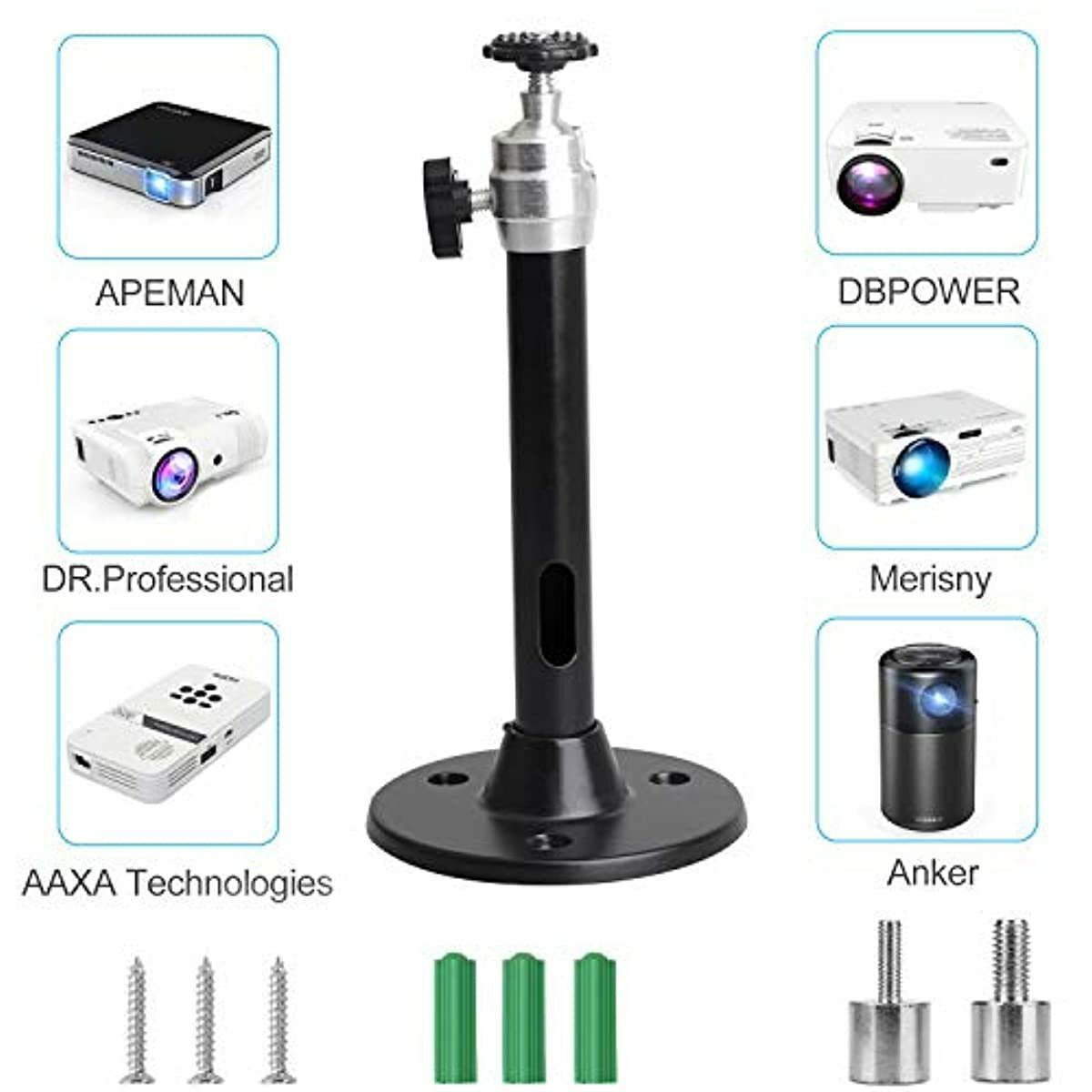 Mini Ceiling Wall Projector Mount For Qkk Dr J Upgrade Dbpower Anker 175mm Black Ebay