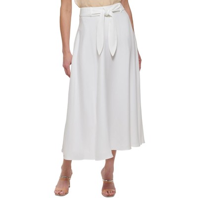 Женская белая трикотажная офисная юбка миди с поясом от DKNY 12 BHFO 4046