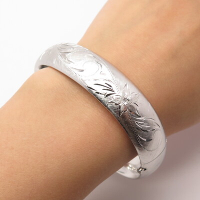 925 Sterling Silver Vintage H. F. Barrows Etched Floral