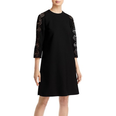 

BOSS Hugo Boss Женское черное мини-платье прямого кроя с кружевной отделкой и рукавами до локтя  BHFO 4161, Черный