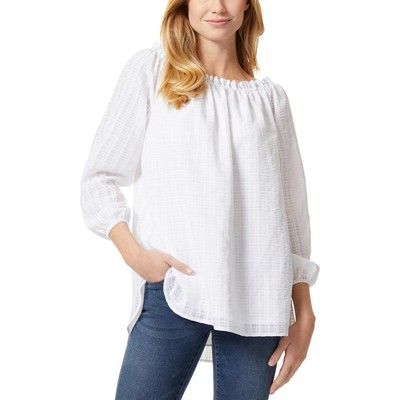 

Женская нарядная блузка в клетку из смеси тенселя Jones New York BHFO 8837, Nyc white