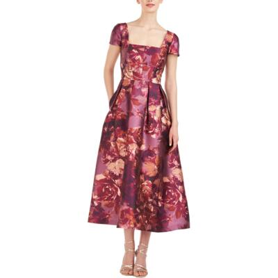 Женское коктейльное и вечернее платье миди с коротким рукавом Kay Unger New York BHFO 4617