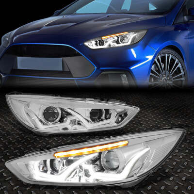 [LED DRL] ДЛЯ 15-18 ГОЛОВНЫХ ФАР FORD FOCUS CHROME/CLEAR SIGNAL PROJECTOR