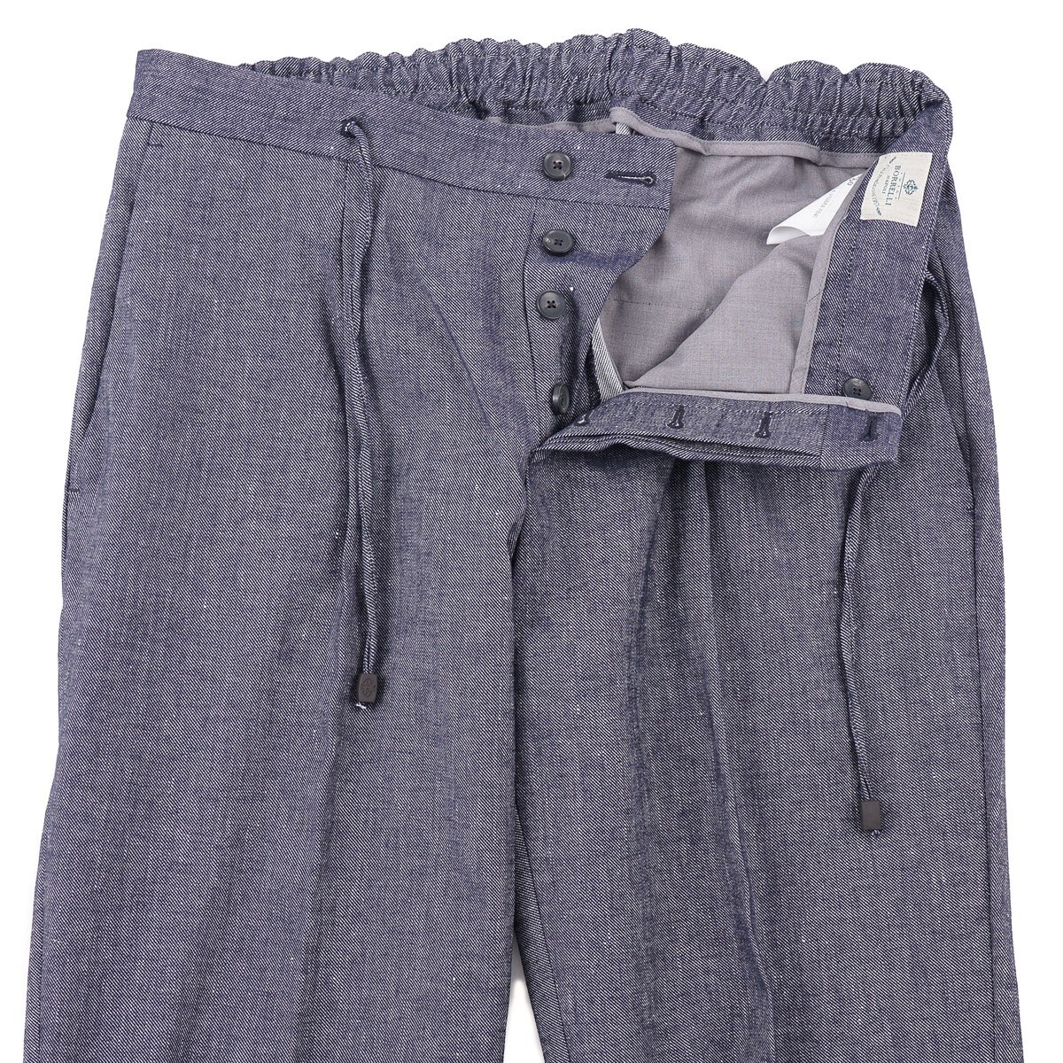 Pre-owned Luigi Borrelli Unlined Chambray Suit With Drawstring Jogger Pants 40r (eu50) In Blue