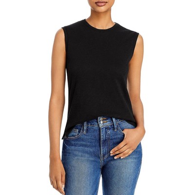 ATM Womens Black Cotton Sheer Muscle Tank Top Shirt L BHFO 4546