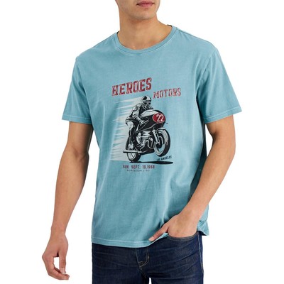 

Мужская зеленая хлопковая футболка с круглым вырезом Heroes Motors с рисунком  BHFO 0043, Turquoise, HM9139