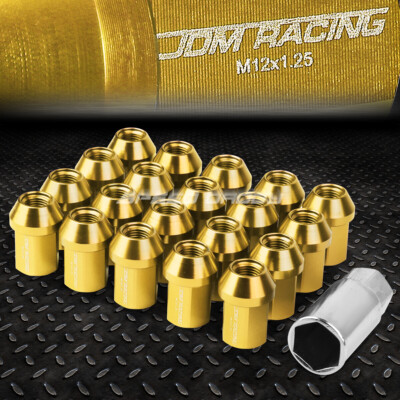 КОМПЛЕКТ ГАЕК JDM CLOSE-END ALUMINUM GOLD С 20 НАКОНЕЧНИКАМИ + АДАПТЕР M12X1.25 ДИАМЕТРОМ 25 ММ / ВЫСОТОЙ 35 ММ