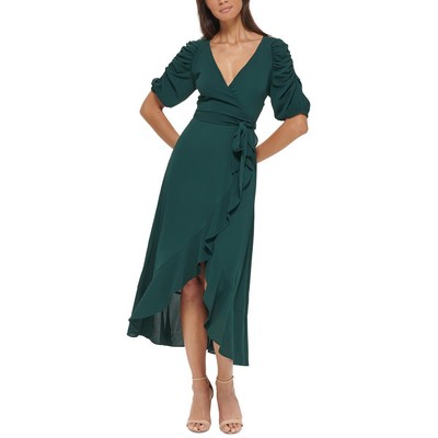 Женское зеленое вечернее платье макси с оборками Kensie Womens 14 BHFO 9097