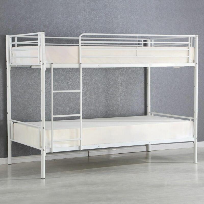 Twin Over Twin Metal Bunk Bed Ladder Convertable Separates Furniture
