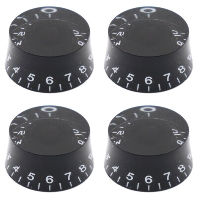 4Pcs Acrylic Bass Guitar Knobs Volume Tone Control Knobs Black White numbers