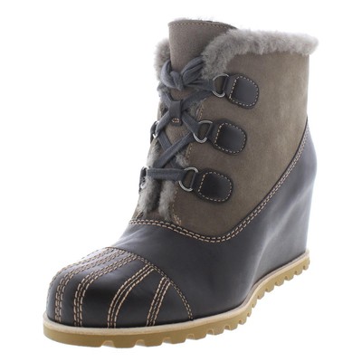 Женские ботильоны Ugg Alasdair из серой кожи на танкетке 11 средних размеров (B,M) BHFO 3527