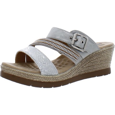 

Good Choice Womens Monika Silver Wedge Sandals Shoes 8 Medium (B,M) BHFO 1566, Серебряный