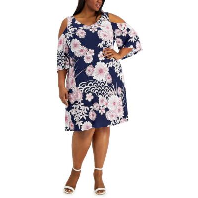 Connected Apparel Womens    Floral Calf Semi-Formal Midi Dress Plus BHFO 9847
