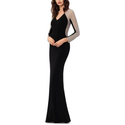 

Xscape Женское Украшенное Сетчатое Формальное Вечернее Платье Petites BHFO 7371, Black/nude