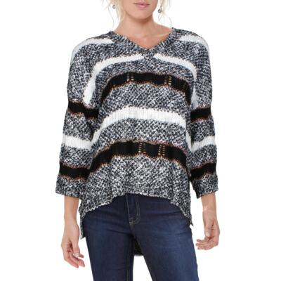 

Женский пуловер с черным узором John Paul Richard, свитер с v-образным вырезом,  BHFO 3998, Black contrast