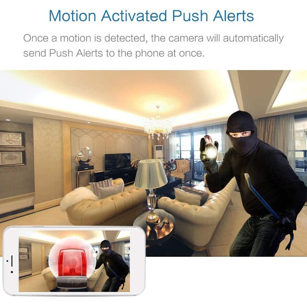 Security camera alerting to intruder via smartphone.