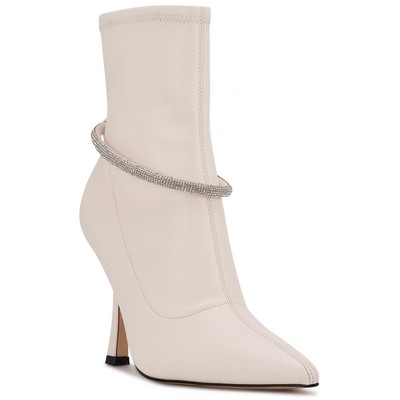 Женские белые ботильоны из искусственной кожи Nine West Shoes 9 Medium (B,M) BHFO 9268