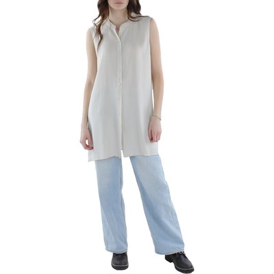 

Женская белая однотонная шелковая блузка на пуговицах Eileen Fisher  BHFO 9987, Кость