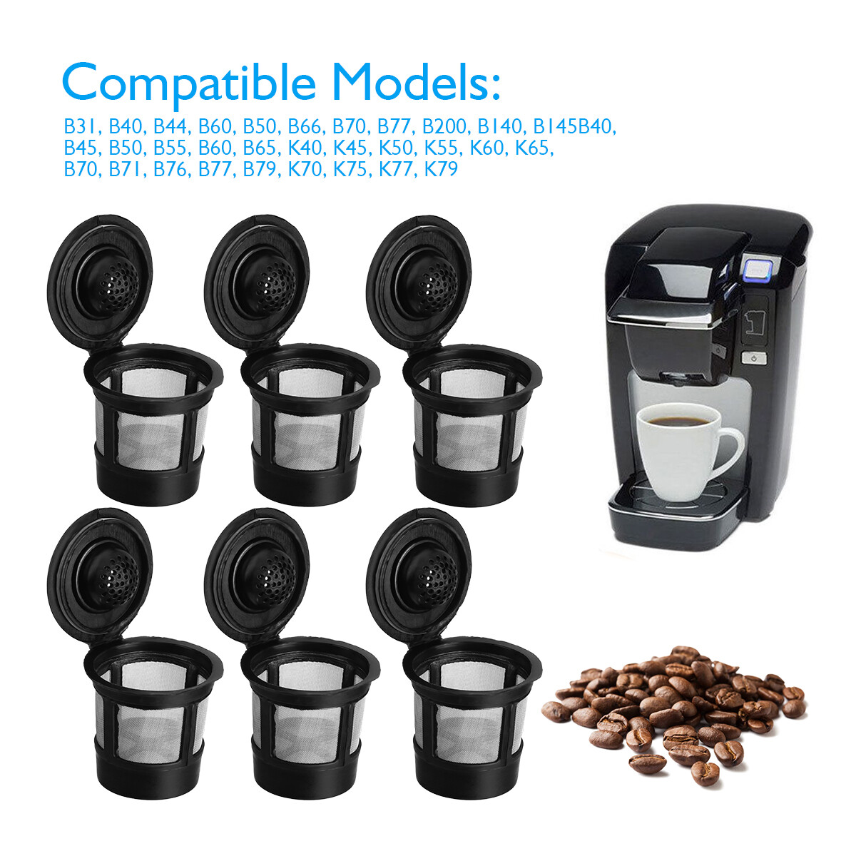 6 Pack K-Cup Reusable Replacement 