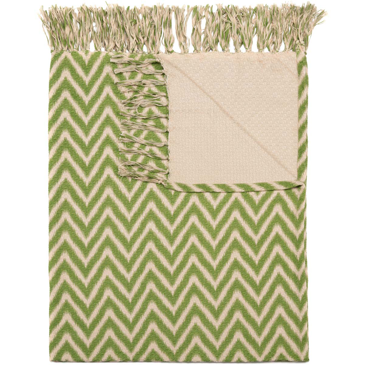 Primitive Country Christmas GREEN CHEVRON WOVEN Cotton THROW 50x60