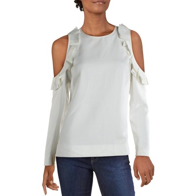 Женская деловая блузка с открытыми плечами и оборками цвета слоновой кости от Ted Baker, топ 3 BHFO 1324