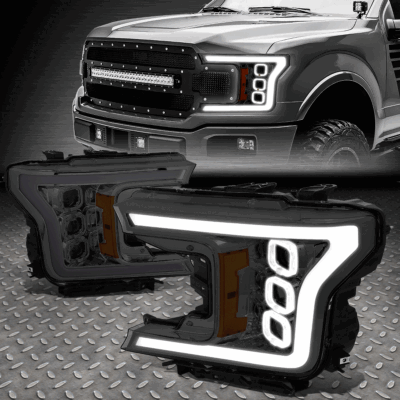 [КВАДРАТНАЯ СВЕТОДИОДНАЯ ФАРА DRL] ДЛЯ 18-20 ФАР FORD F150 С ДЫМЧАТО-ЯНТАРНЫМ ПОСЛЕДОВАТЕЛЬНЫМ ПРОЕКТОРОМ