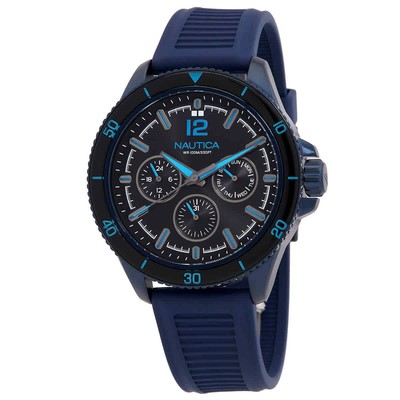 Многофункциональные кварцевые мужские часы Nautica Nct Windros с черным циферблатом NAPWRS401