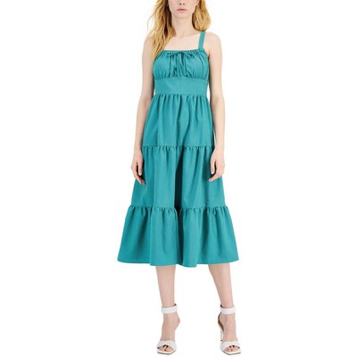 

INC Женское многоярусное зеленое платье миди с присборенной икрой  BHFO 8852, Garden green combo