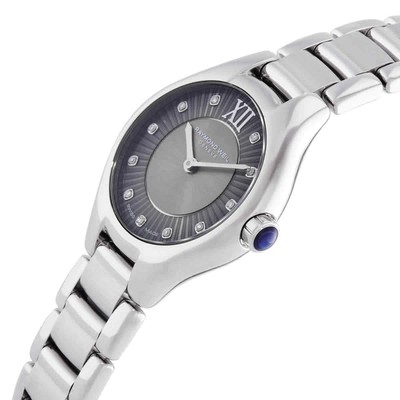 Pre-owned Raymond Weil Noemia Quartz Diamond Grey Dial Ladies Watch 5124-st-60181