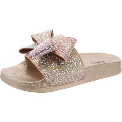 INC Womens Peymin 76 Gold Rhinestone Pool Slides Shoes 10 Medium (B,M) BHFO 6734