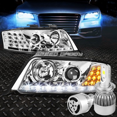 ХРОМИРОВАННАЯ ФАРА ПРОЕКТОРА + DRL + УГЛОВАЯ + БЕЛЫЙ СВЕТОДИОД H7 HID с ВЕНТИЛЯТОРОМ ДЛЯ C5 98-02 A6