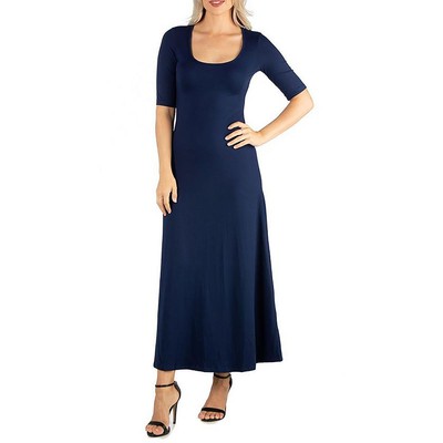 24seven Comfort Apparel Женское темно-синее миди-платье-футболка Миди-платье M BHFO 1371