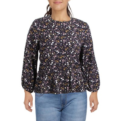 

Женская блузка Barbour Amelda с круглым вырезом и цветочным принтом, рубашка с баской BHFO 0230, Black multi