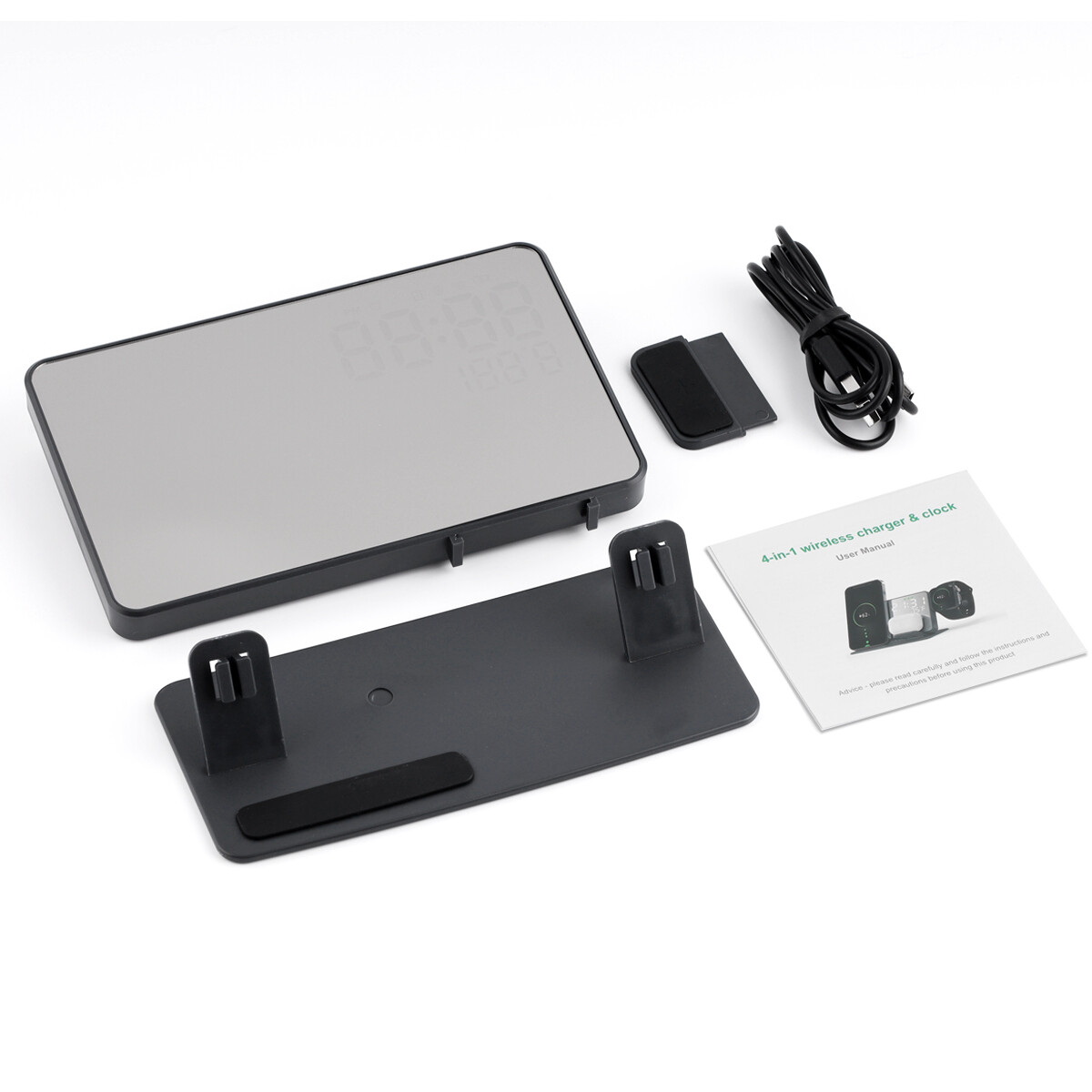 4 in 1 Wireless Charger For iPhone iWatch Fast Charging Dock Alarm Clock 15W