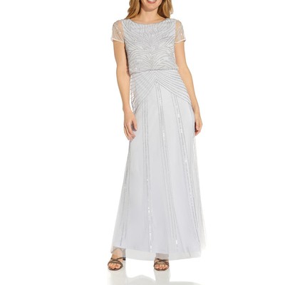 Женское вечернее платье Adrianna Papell из синего блузона макси, 12 BHFO 0625