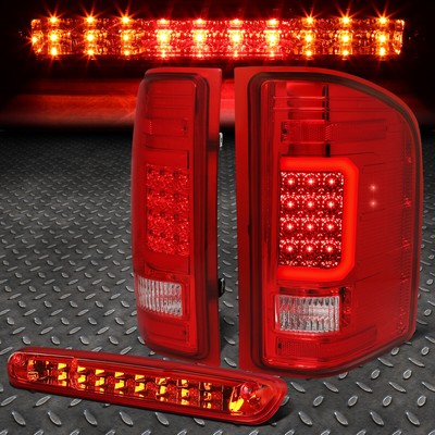 ДЛЯ 07-14 CHEVY SILVERADO 3D C-ОБРАЗНАЯ ЗАДНЯЯ ПЛАНКА + СВЕТОДИОДНЫЙ 3-Й ТОРМОЗНОЙ/ГРУЗОВОЙ ФОНАРЬ КРАСНОГО ЦВЕТА