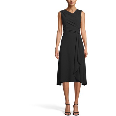 

Женское асимметричное коктейльное платье миди черного цвета из крепа Anne Klein  BHFO 7678, Anne black
