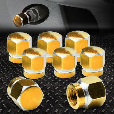 8X АЛЮМИНИЕВАЯ ШЕСТИГРАННАЯ ШИНА / КЛАПАН ОБОДА / ВОЗДУШНОЕ ОТВЕРСТИЕ КОЛЕСА С ПЫЛЕЗАЩИТНОЙ КРЫШКОЙ ЗОЛОТИСТЫЕ КОЛПАЧКИ ДЛЯ ШТОКОВ