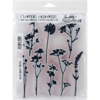 Stampers Anonymous CMS-253 Tim Holtz Cling Stamps 7''X8.5''-Wildflowers