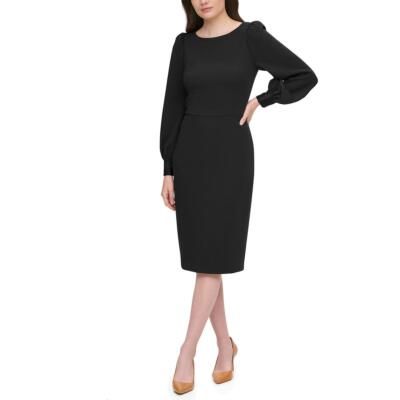 

Черное женское платье миди до колена с пышными плечами Calvin Klein Petites  BHFO 3213, Черный
