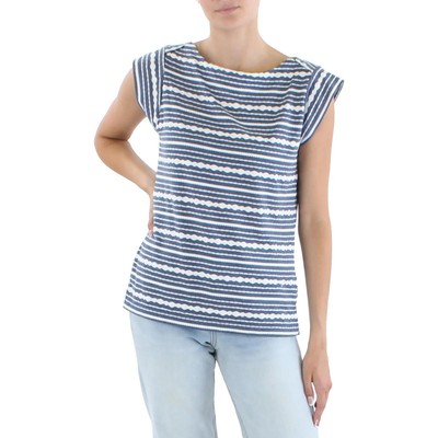 

Женская темно-синяя футболка с короткими рукавами и пуловером Anne Klein  BHFO 9108, Navy/white stripe