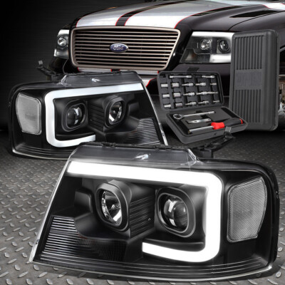 ДЛЯ 04-08 FORD F-150 LED DRL ЧЕРНЫЕ ПРОЗРАЧНЫЕ УГЛОВЫЕ ФАРЫ-ПРОЕКТОРЫ + НАБОР ИНСТРУМЕНТОВ