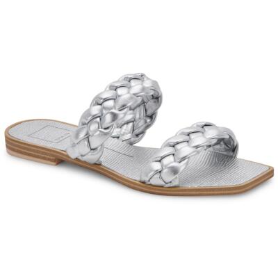 

Женские сандалии на плоской подошве Dolce Vita Indy Silver Flat Slides Shoes 9 Medium (B,M) BHFO 0668, Silver metallic stella