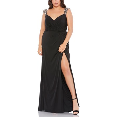 Женское черное вечернее платье Mac Duggal с украшениями Plus 14W BHFO 3328